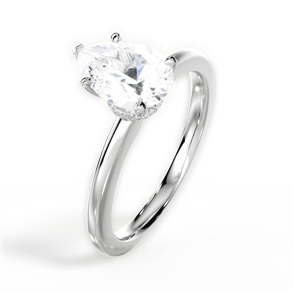 Cara Pear Cut Lab Grown Diamond 14Kt White Gold Engagement Ring - View 4