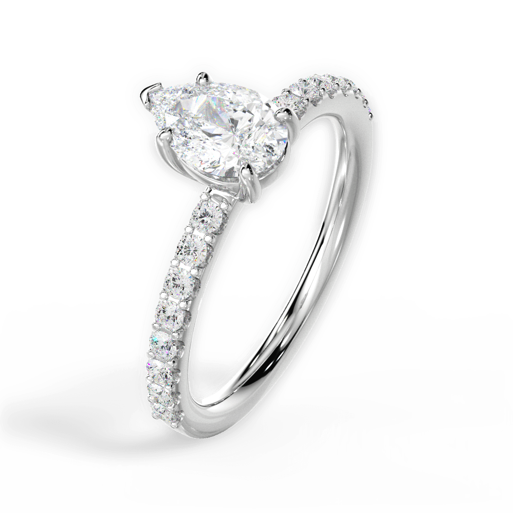 Elsie Pear Cut Lab Grown Diamond 14Kt White Gold Engagement Ring - View 4