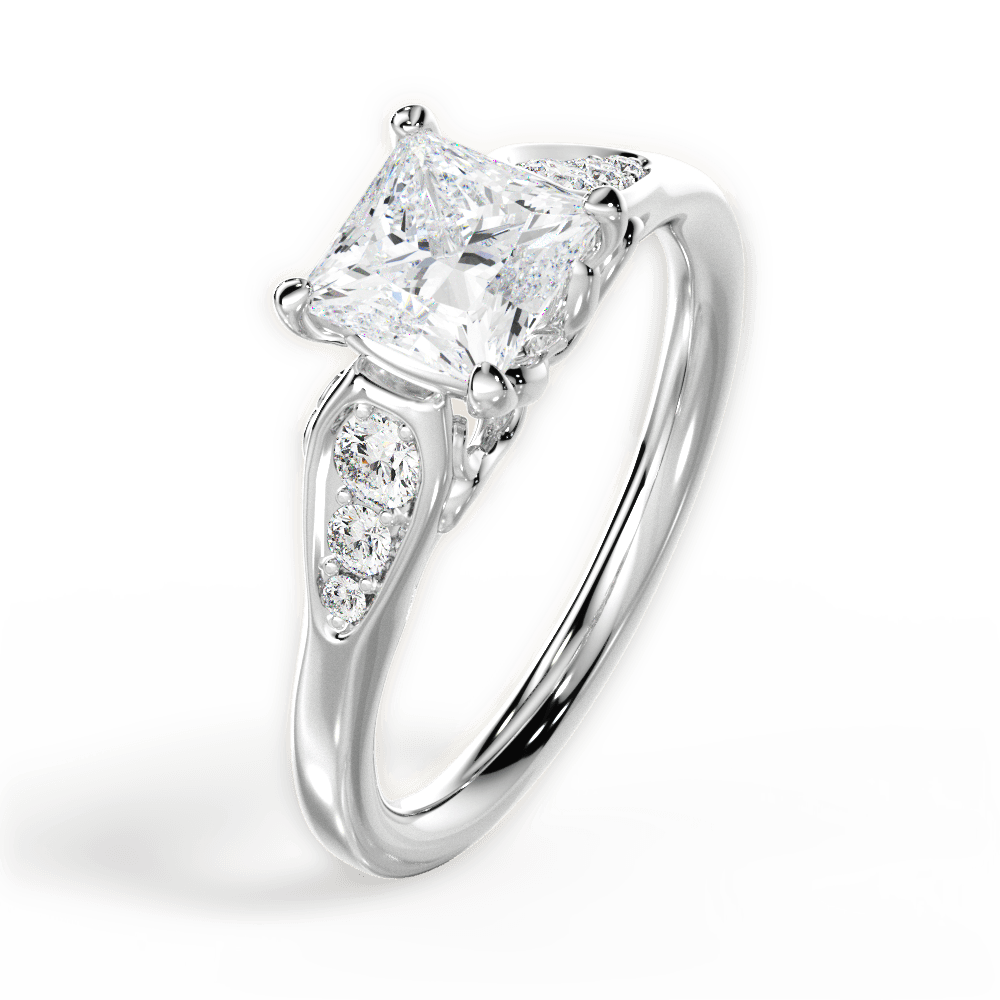 Cecilia Princess Cut Lab Grown Diamond 14Kt White Gold Engagement Ring - View 3