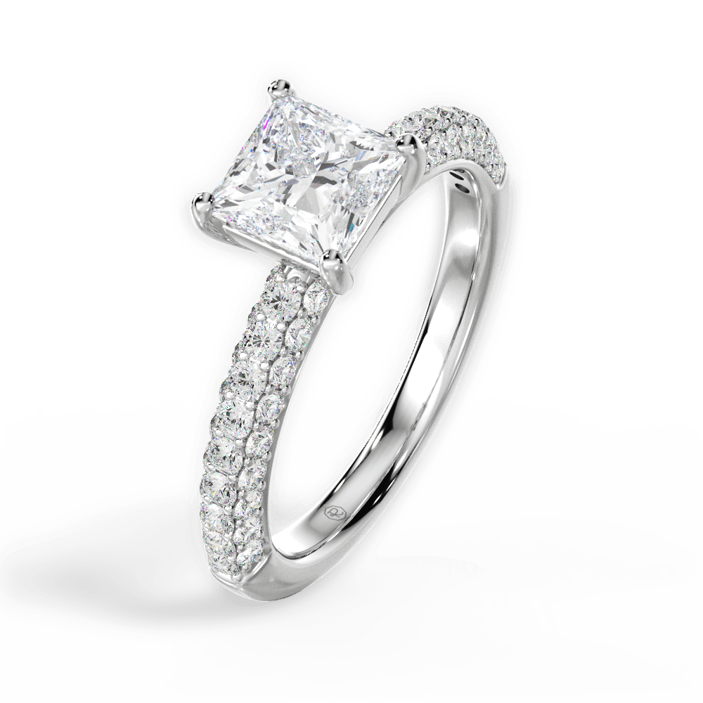 Kylie Princess Cut Lab Grown Diamond 14Kt White Gold Engagement Ring - View 3