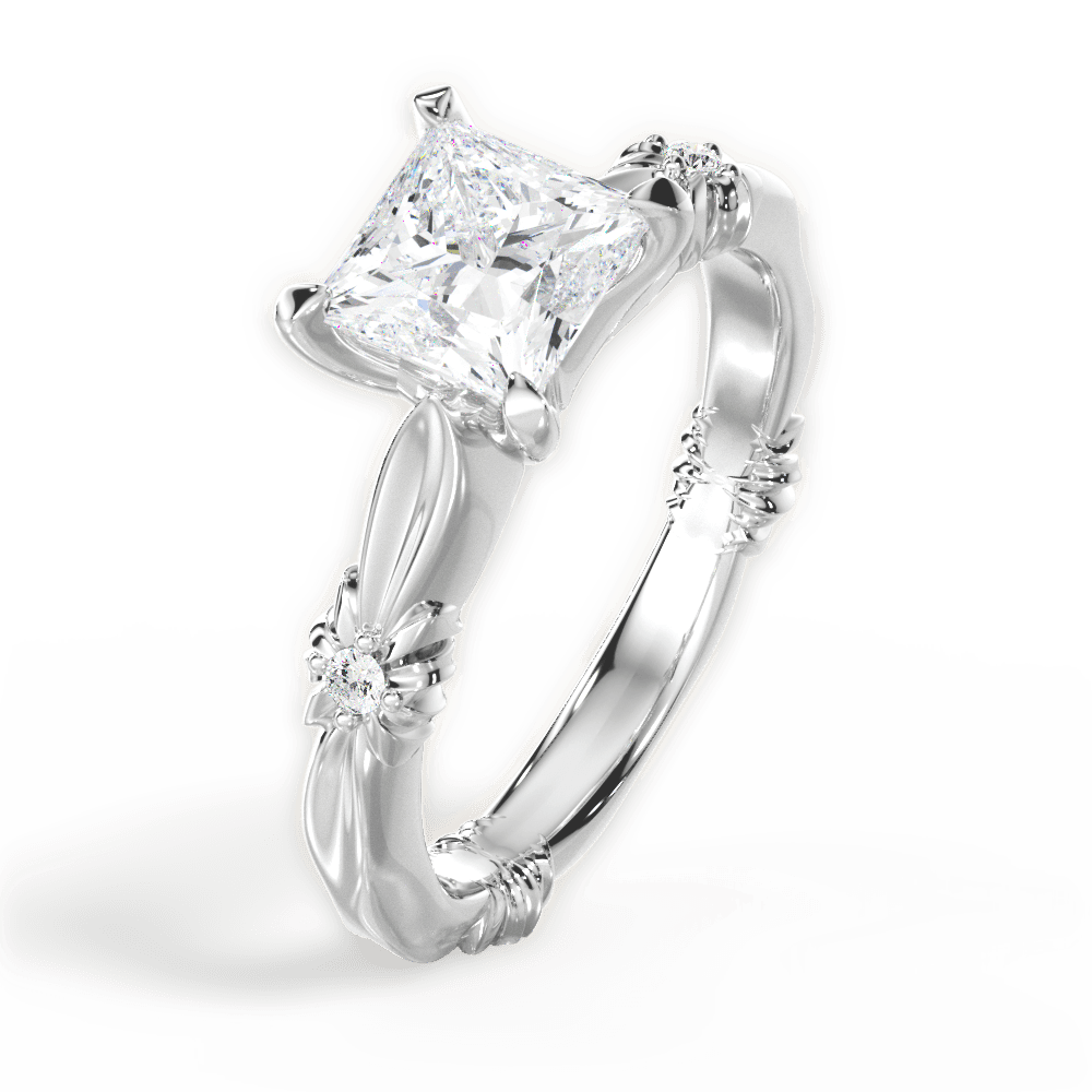 Claire Princess Cut Lab Grown Diamond 18Kt White Gold Engagement Ring - View 2