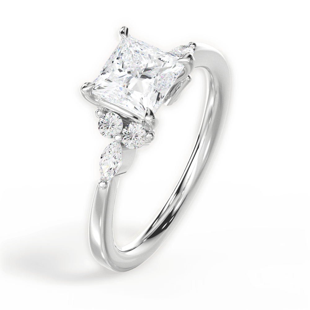 Cynthia Princess Cut Lab Grown Diamond 14Kt White Gold Engagement Ring - View 2