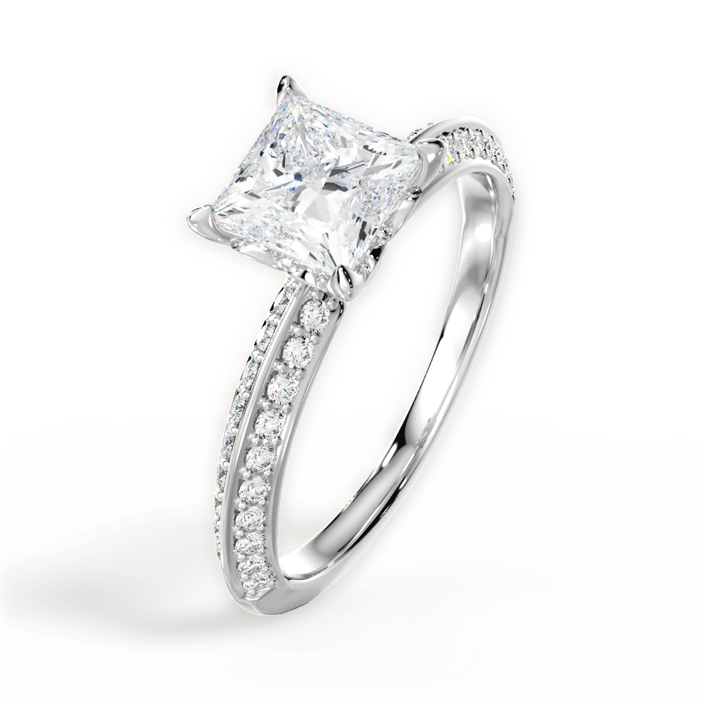 Gail Princess Cut Lab Grown Diamond Platinum Engagement Ring - View 3
