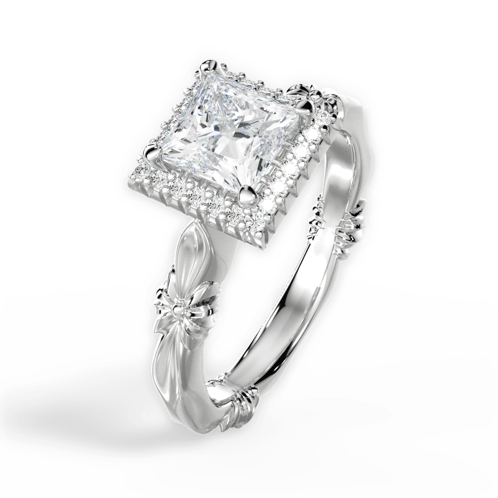 Erica Princess Cut Lab Grown Diamond 18Kt White Gold Engagement Ring - View 2