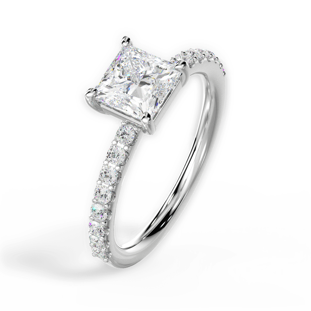 Elsie Princess Cut Lab Grown Diamond 14Kt White Gold Engagement Ring - View 4