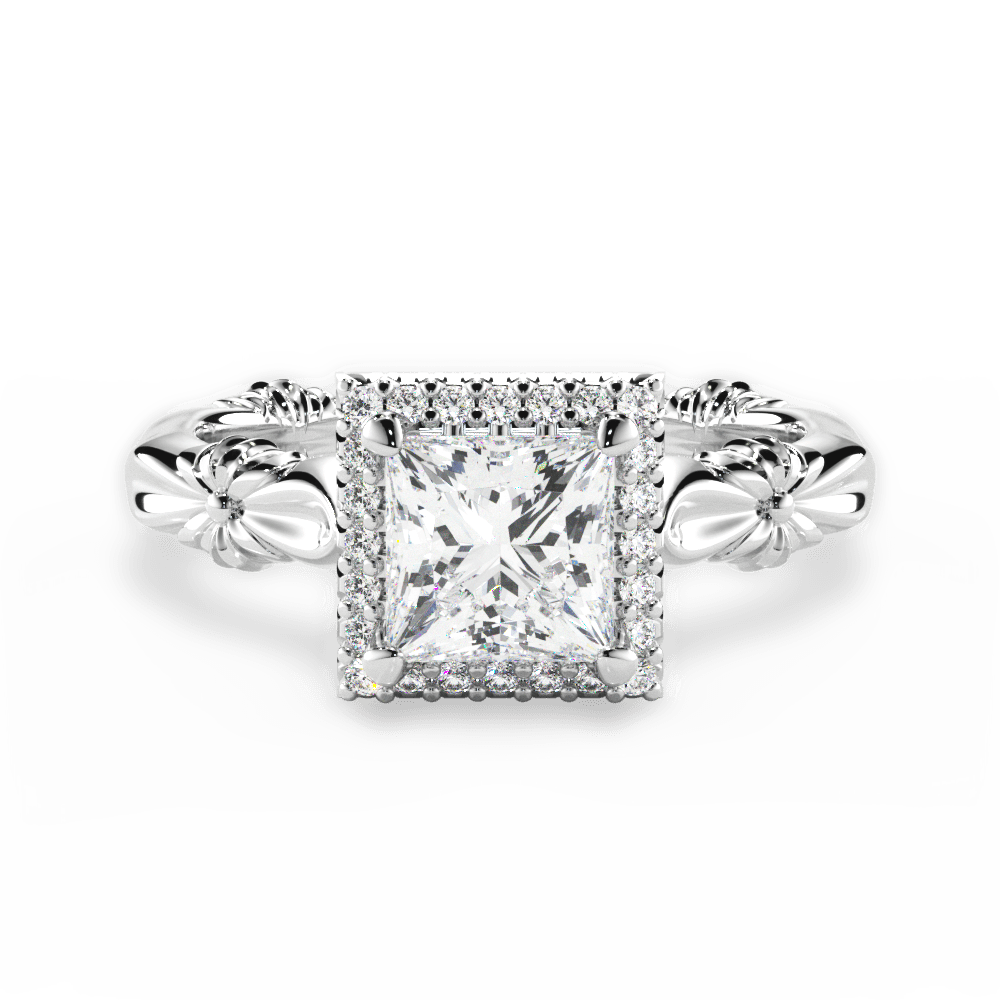 Erica Princess Cut Lab Grown Diamond 14Kt White Gold Engagement Ring
