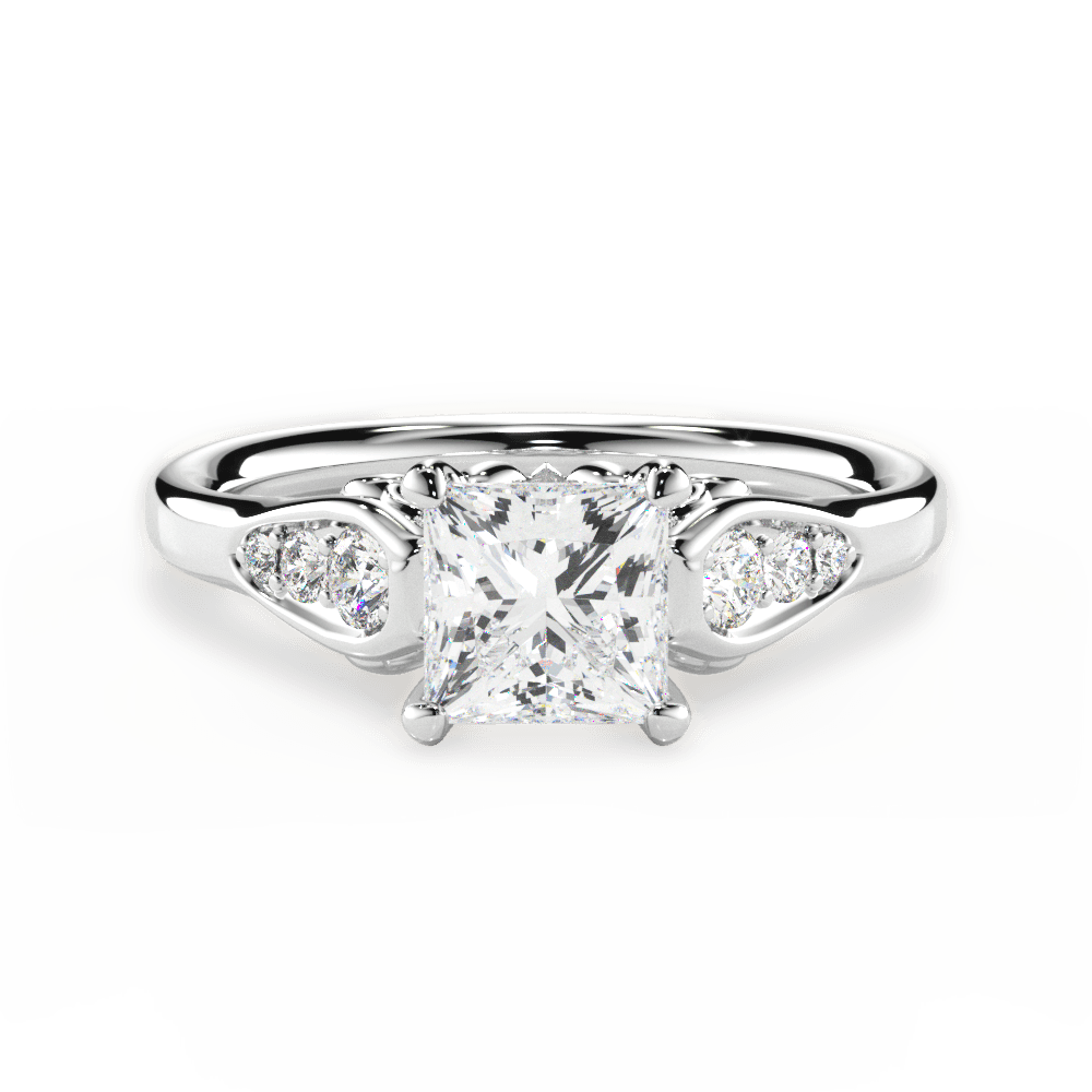Cecilia Princess Cut Lab Grown Diamond 14Kt White Gold Engagement Ring
