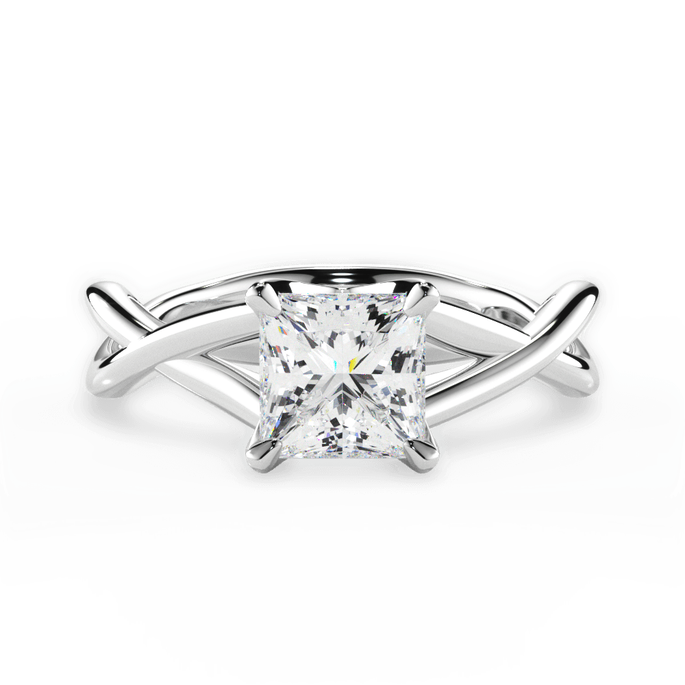Aubrey Princess Cut Lab Grown Diamond 14Kt White Gold Engagement Ring
