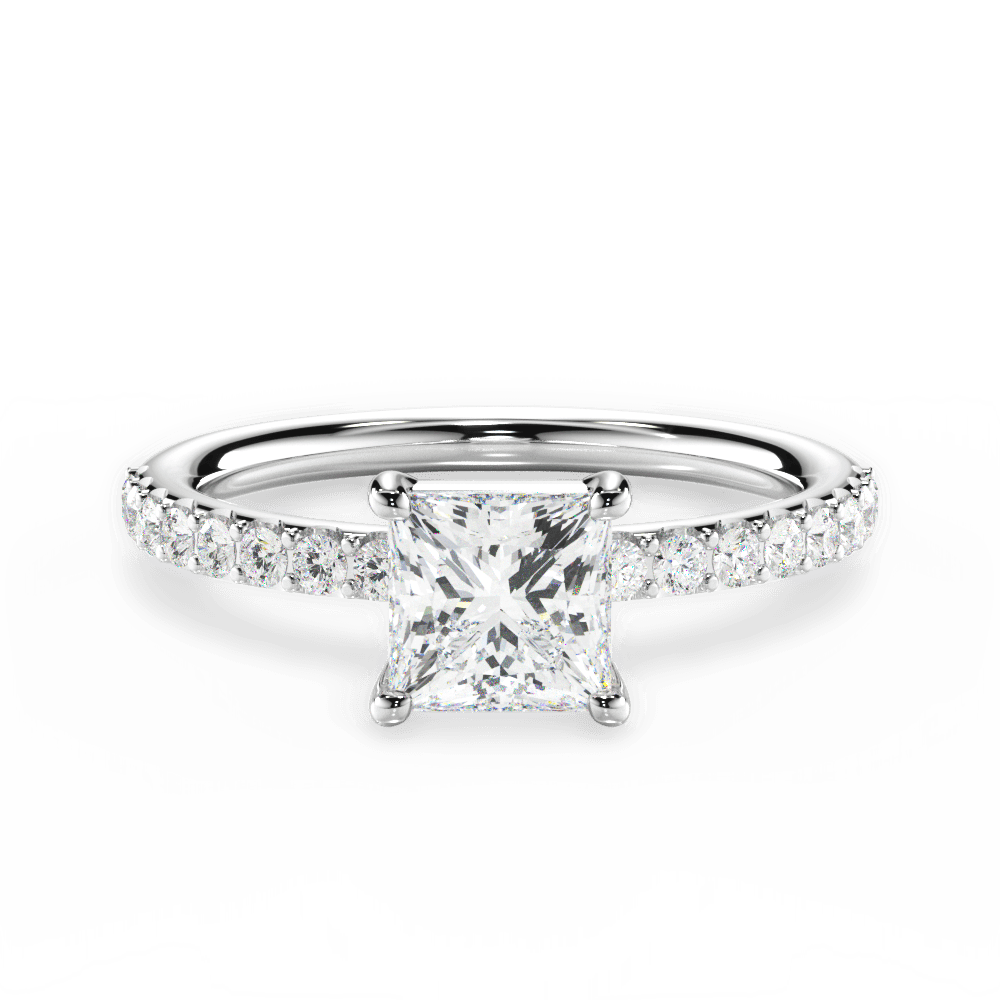 Elsie Princess Cut Lab Grown Diamond 14Kt White Gold Engagement Ring