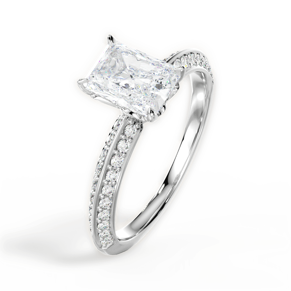 Gail Radiant Cut Lab Grown Diamond 14Kt White Gold Engagement Ring - View 2