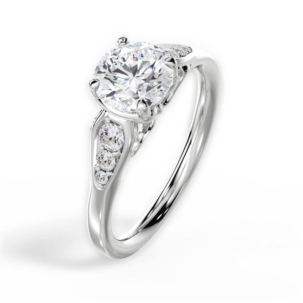 Cecilia Round Cut Lab Grown Diamond Platinum Engagement Ring - View 3