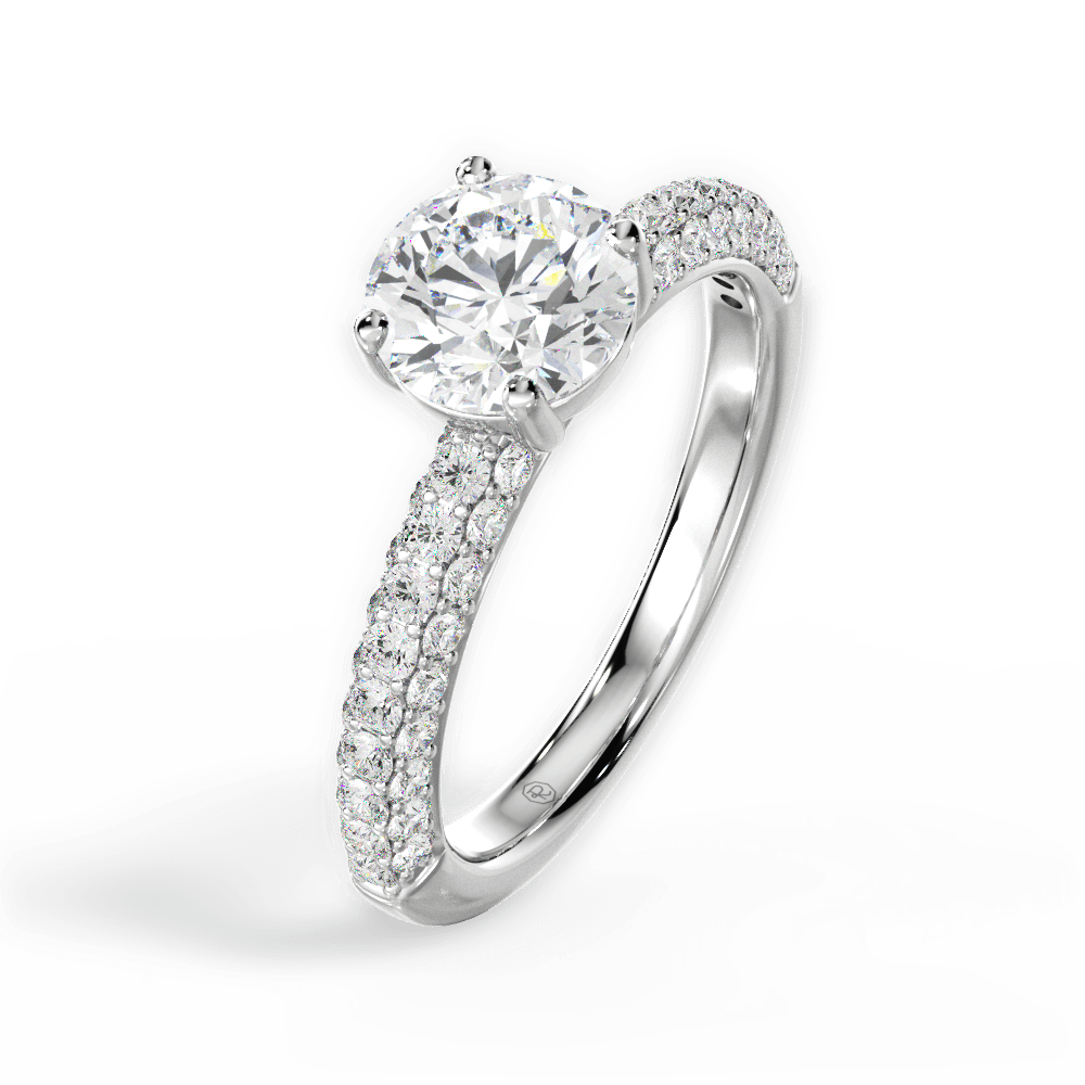 Kylie Round Cut Lab Grown Diamond 18Kt White Gold Engagement Ring - View 2