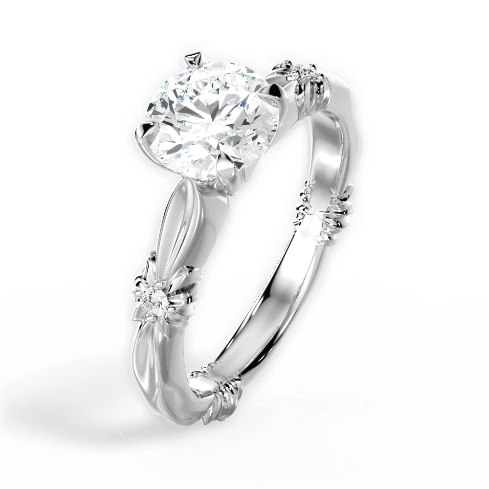 Claire Round Cut Lab Grown Diamond 18Kt White Gold Engagement Ring - View 4