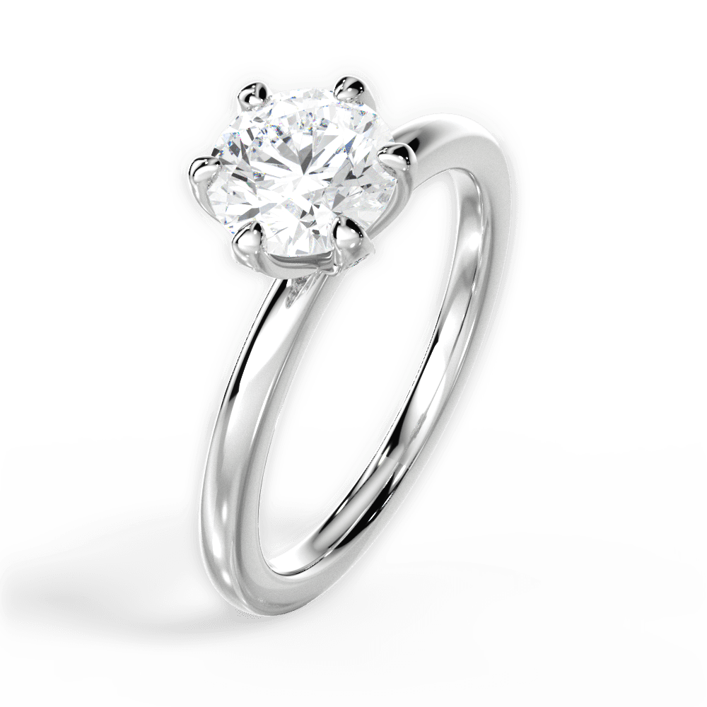 Ella Round Cut Lab Grown Diamond 14Kt White Gold Engagement Ring - View 4