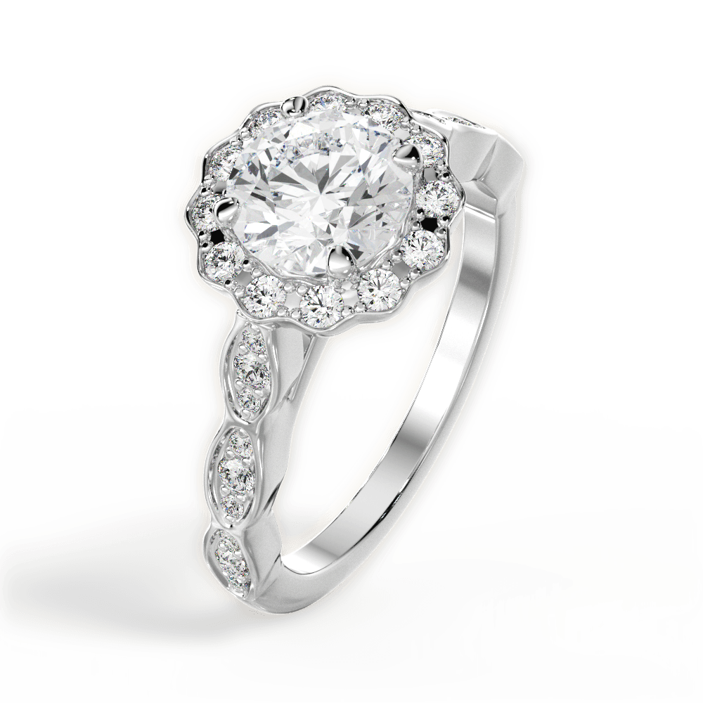Jane Round Cut Lab Grown Diamond 14Kt White Gold Engagement Ring - View 4
