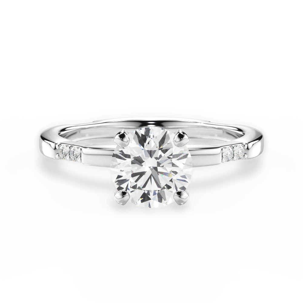 Bonnie Round Cut Lab Grown Diamond 18Kt White Gold Engagement Ring