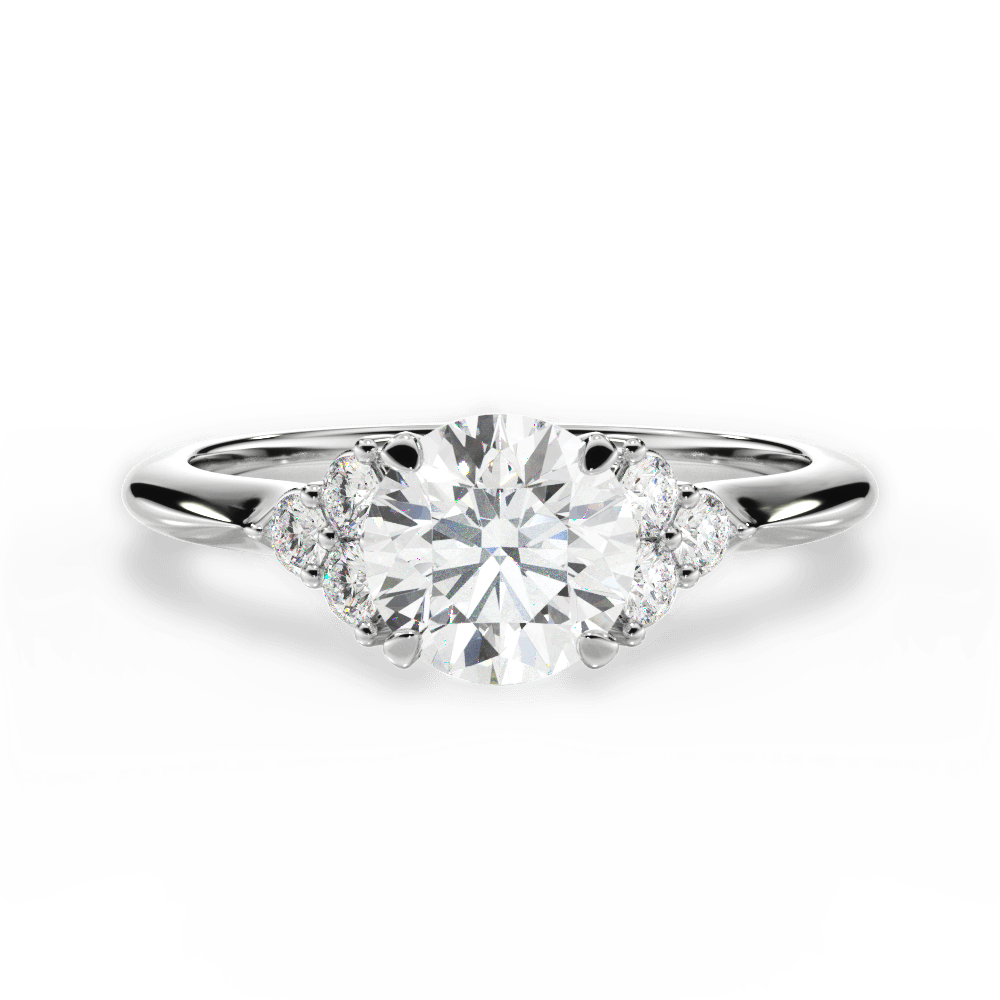 Celeste Round Cut Lab Grown Diamond 14Kt White Gold Engagement Ring