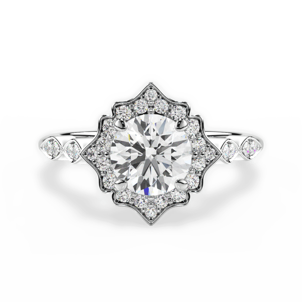 Julie Round Cut Lab Grown Diamond 18Kt White Gold Engagement Ring