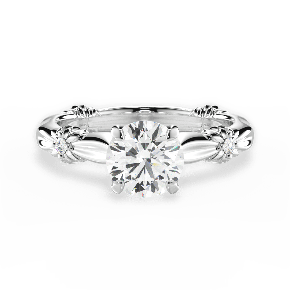 Claire Round Cut Lab Grown Diamond 18Kt White Gold Engagement Ring