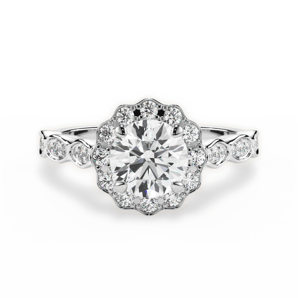 Jane Round Cut Lab Grown Diamond 18Kt White Gold Engagement Ring