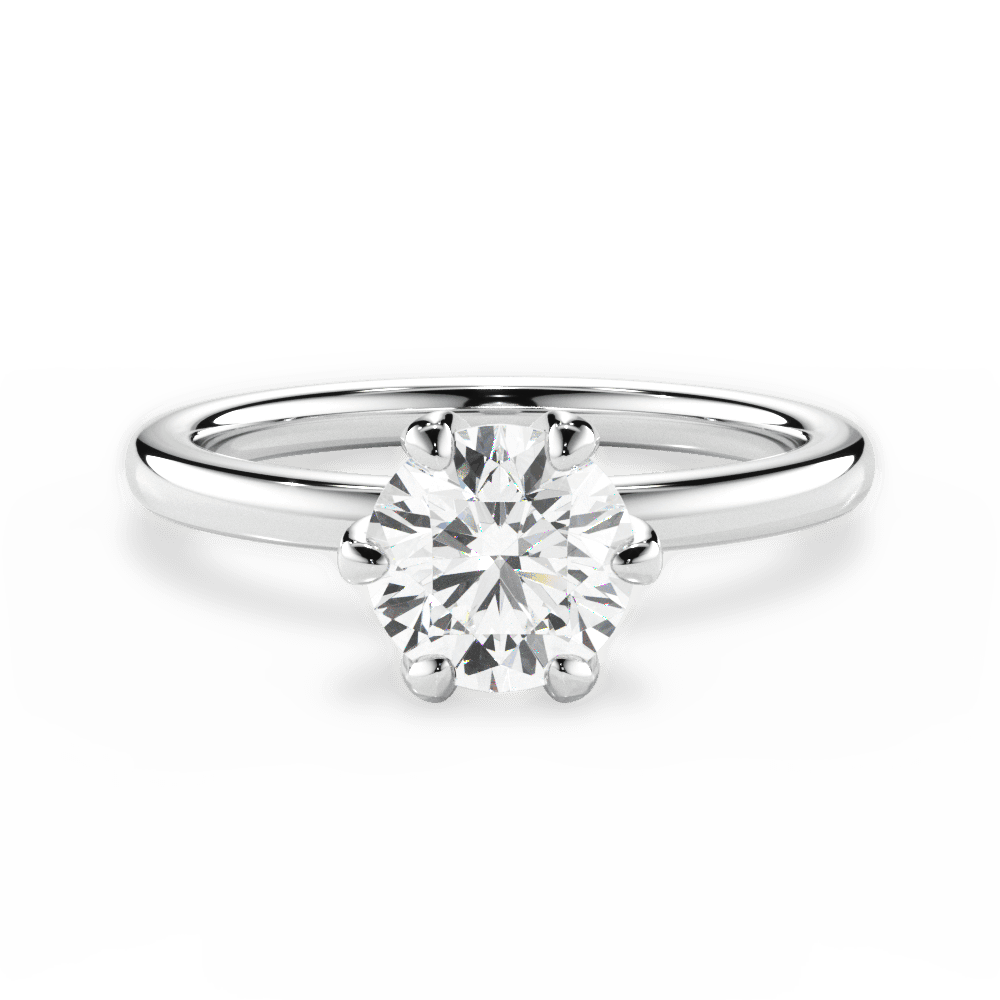 Ella Round Cut Lab Grown Diamond 14Kt White Gold Engagement Ring