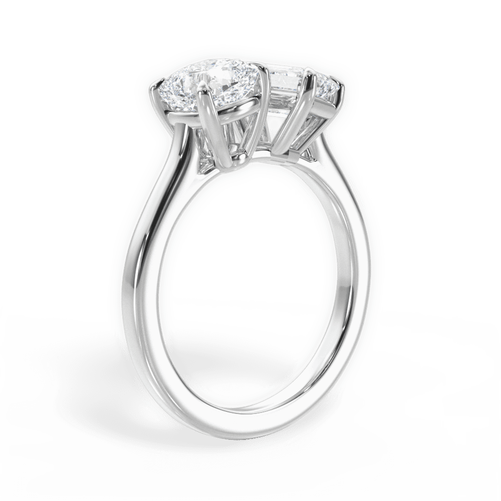 Lila Emerald Cut Lab Grown Diamond 18Kt White Gold Engagement Ring - View 3