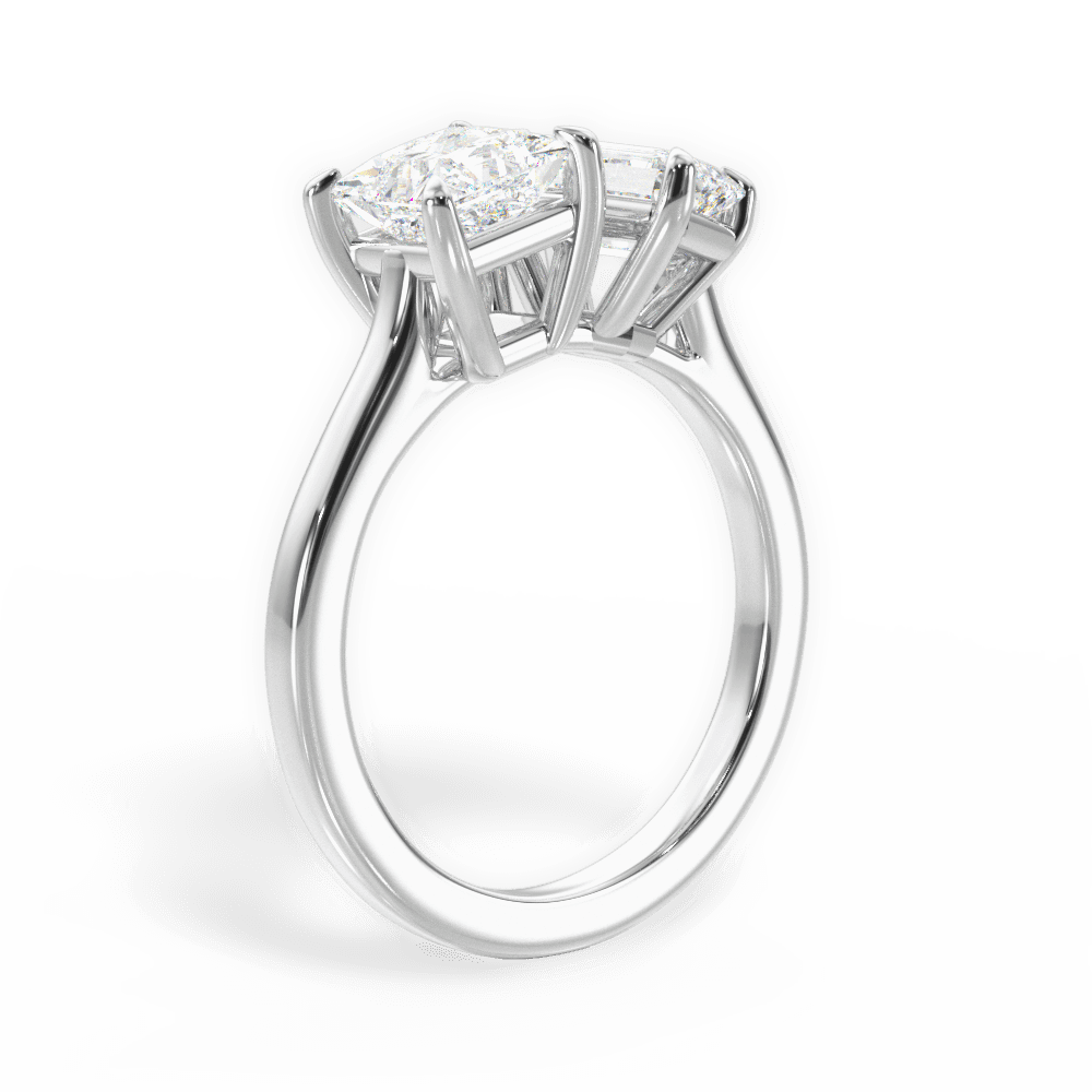 Lorraine Emerald Cut Lab Grown Diamond 18Kt White Gold Engagement Ring - View 3