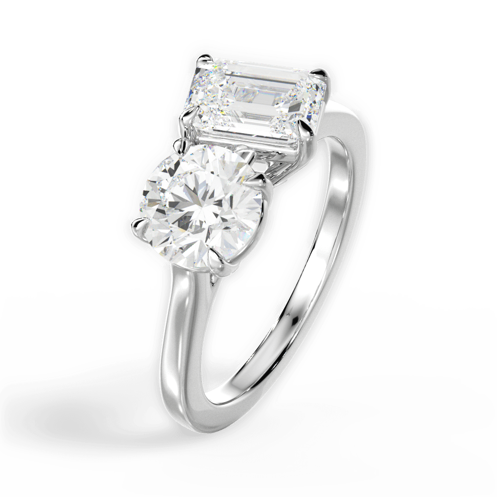 Georgia Emerald Cut Lab Grown Diamond 18Kt White Gold Engagement Ring - View 4