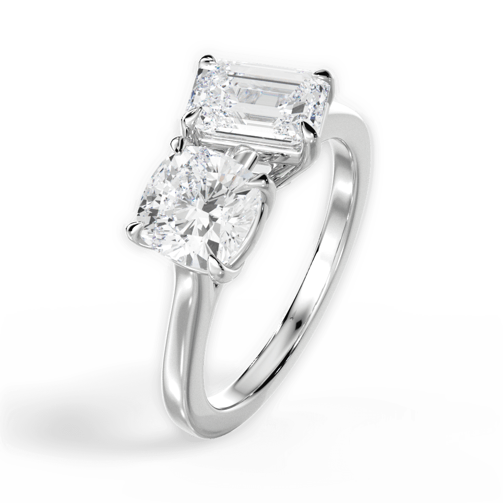 Lila Emerald Cut Lab Grown Diamond 18Kt White Gold Engagement Ring - View 4