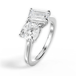 Lila Emerald Cut Lab Grown Diamond 18Kt White Gold Engagement Ring - View 4