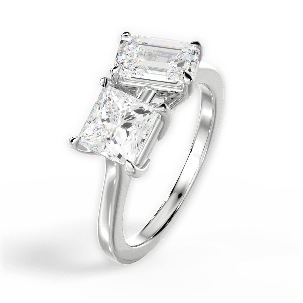 Esther Emerald Cut Lab Grown Diamond 18Kt White Gold Engagement Ring - View 4