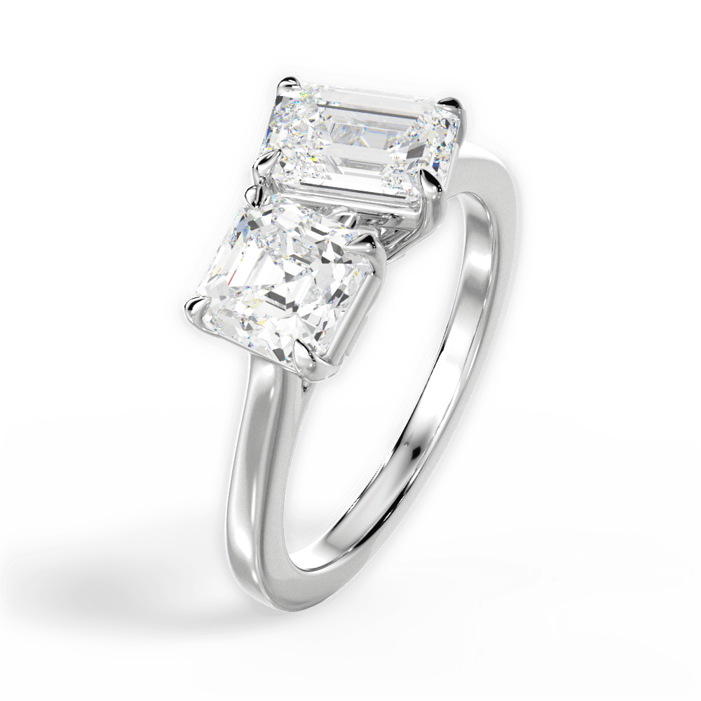 Alice Emerald Cut Lab Grown Diamond 14Kt White Gold Engagement Ring - View 2
