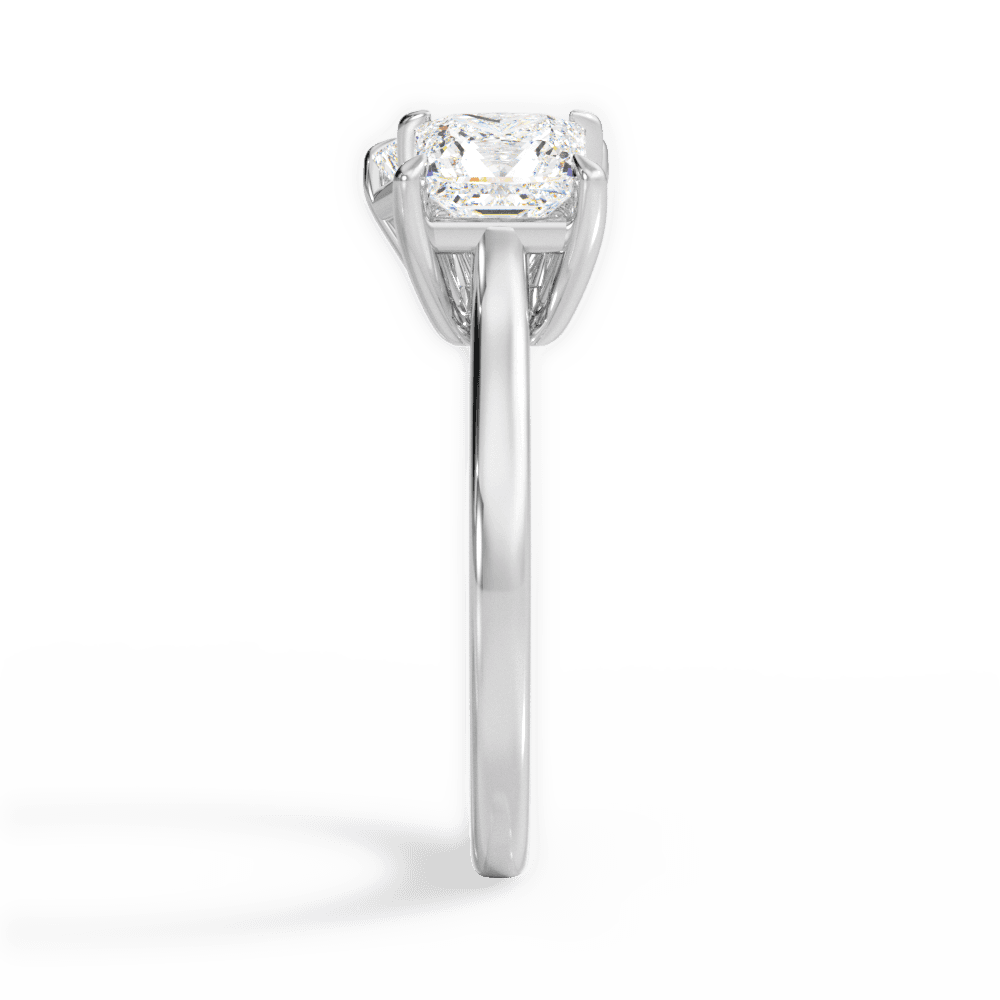 Lorraine Emerald Cut Lab Grown Diamond 18Kt White Gold Engagement Ring - View 2