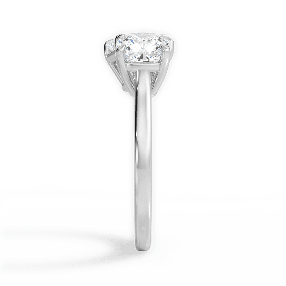 Lila Emerald Cut Lab Grown Diamond 18Kt White Gold Engagement Ring - View 2