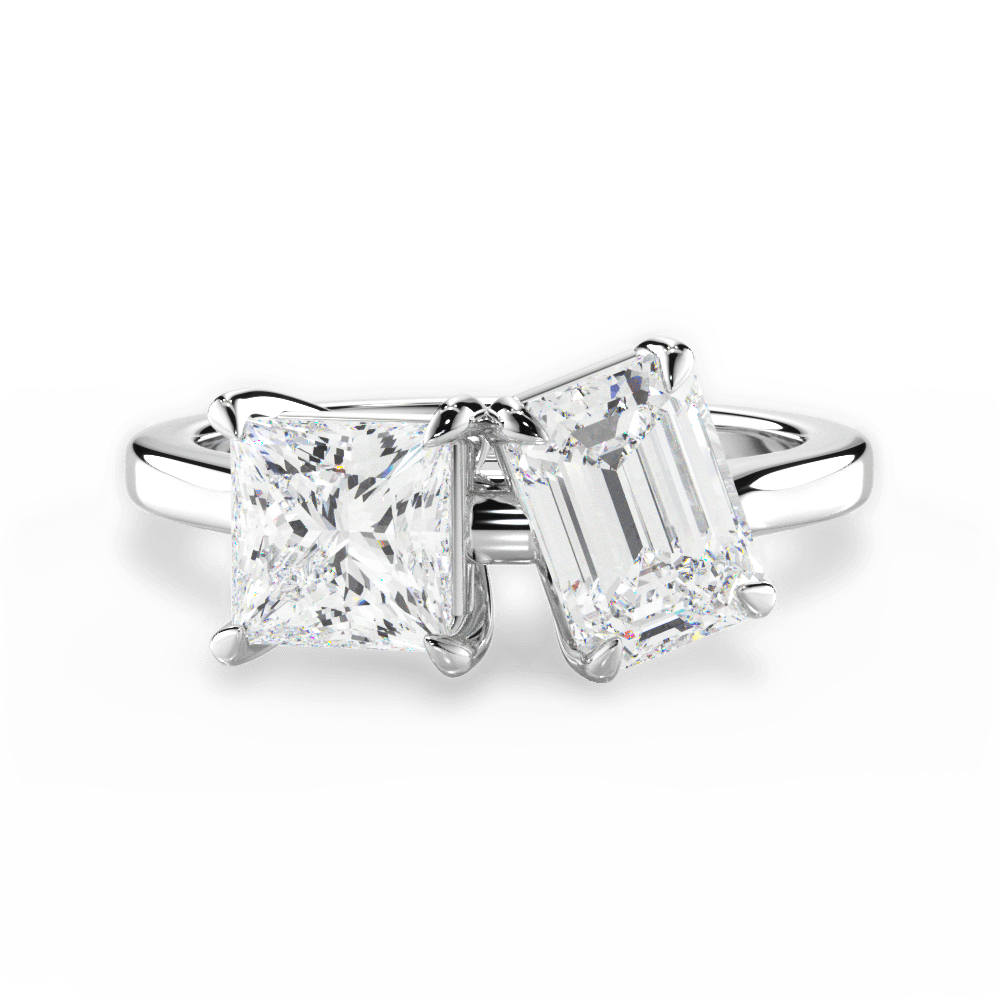 Esther Emerald Cut Lab Grown Diamond 14Kt White Gold Engagement Ring