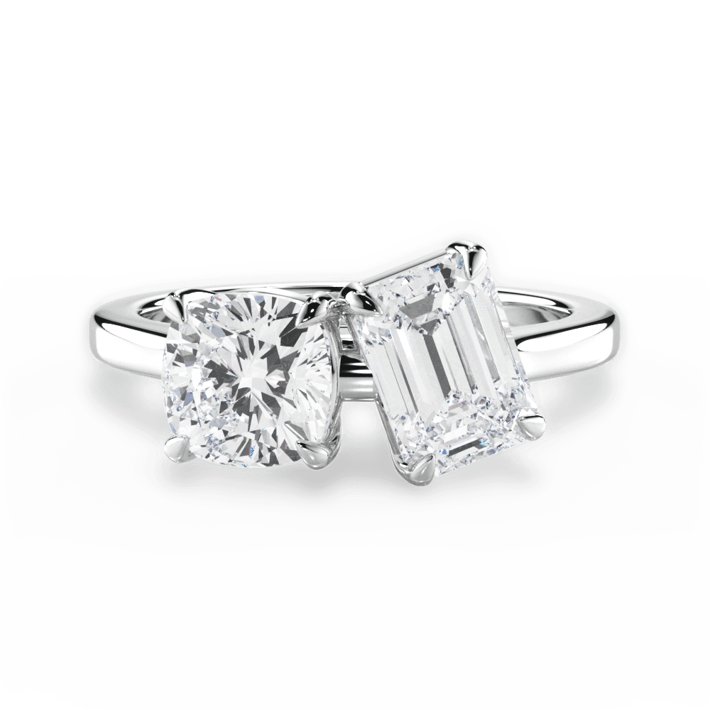 Lila Emerald Cut Lab Grown Diamond 18Kt White Gold Engagement Ring