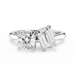 Lila Emerald Cut Lab Grown Diamond 18Kt White Gold Engagement Ring