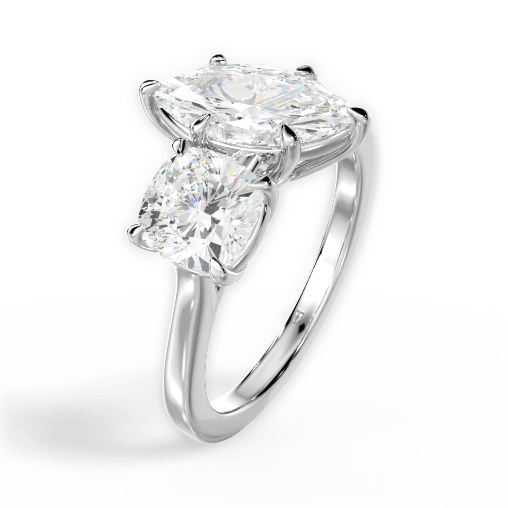 Ellen Marquise Cut Lab Grown Diamond 14Kt White Gold Engagement Ring - View 2