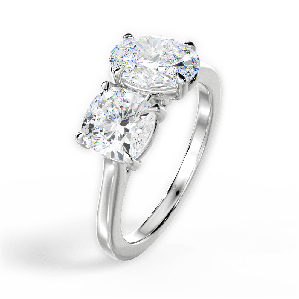 Ellen Oval Cut Lab Grown Diamond Platinum Engagement Ring - View 3
