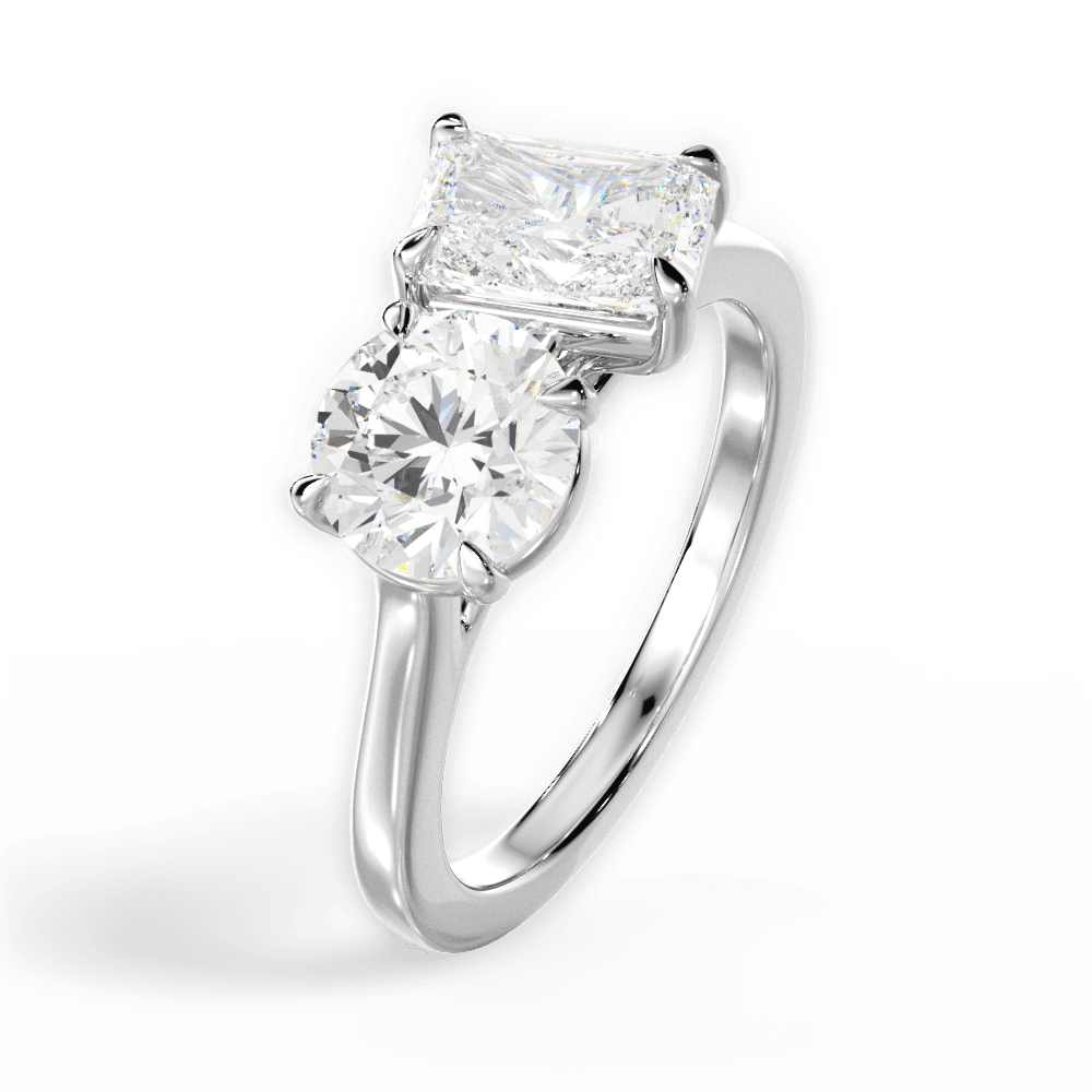 Lana Radiant Cut Lab Grown Diamond 18Kt White Gold Engagement Ring - View 3