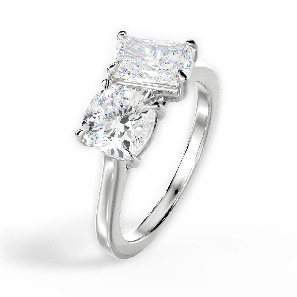 Ellen Radiant Cut Lab Grown Diamond 14Kt White Gold Engagement Ring - View 4