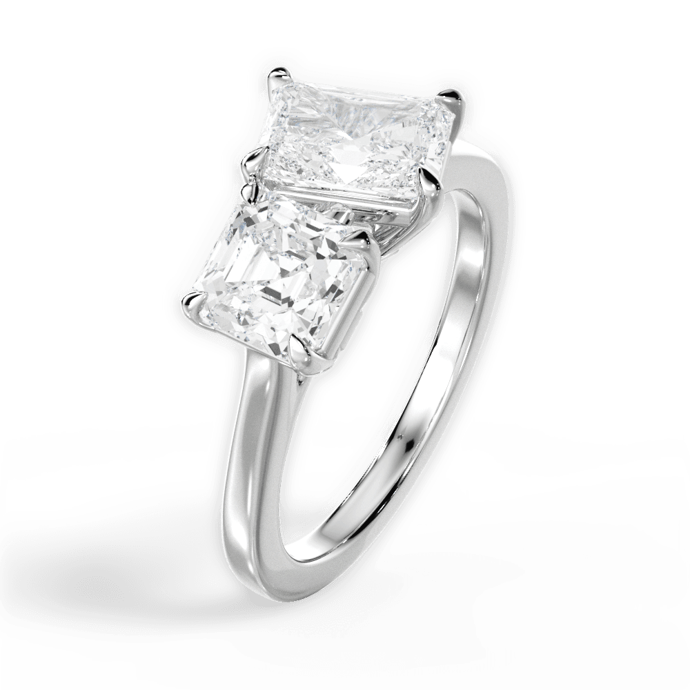 Leticia Radiant Cut Lab Grown Diamond Platinum Engagement Ring - View 2