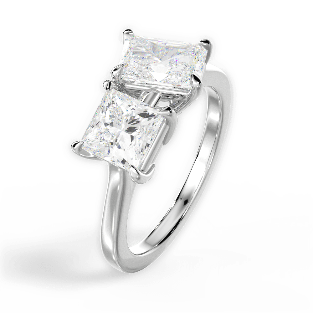 Esther Radiant Cut Lab Grown Diamond 18Kt White Gold Engagement Ring - View 2