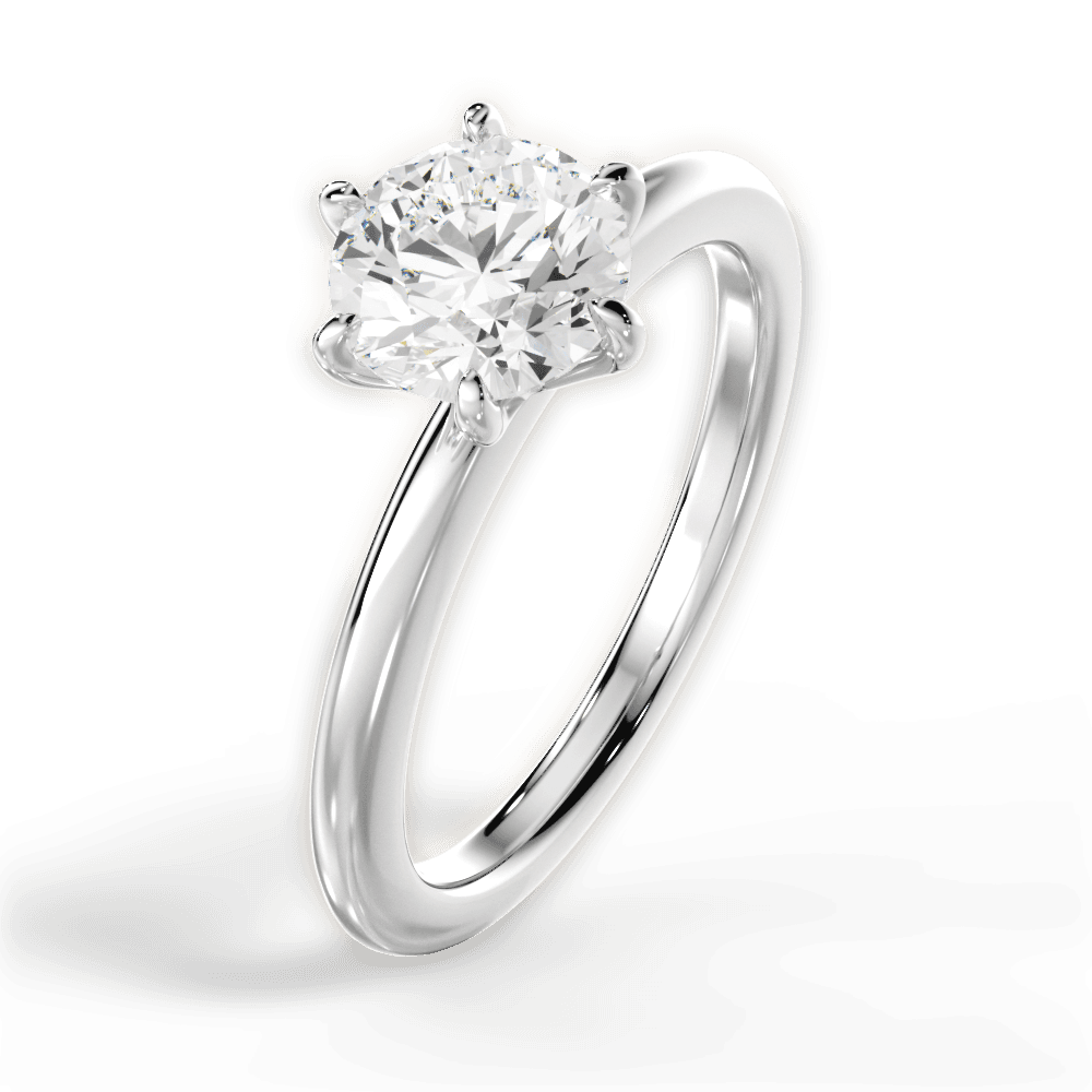 Alyssa Round Cut Lab Grown Diamond 14Kt White Gold Engagement Ring - View 2