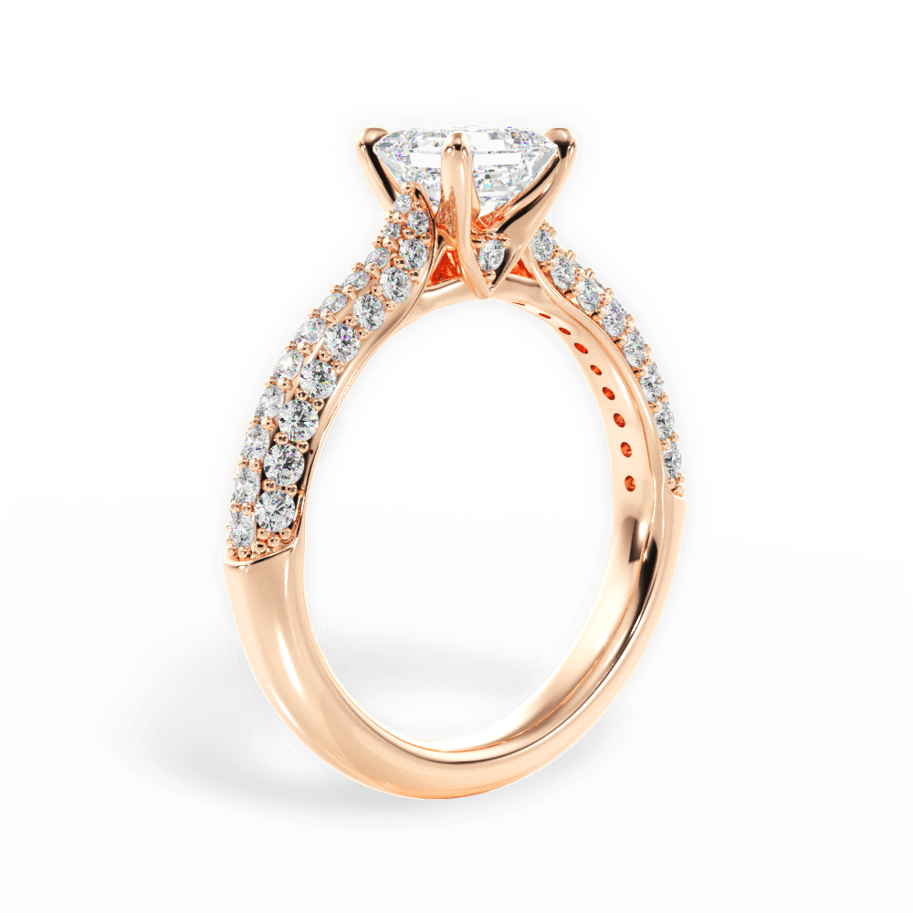 Kira Asscher Cut Lab Grown Diamond 18Kt Rose Gold Engagement Ring - View 2