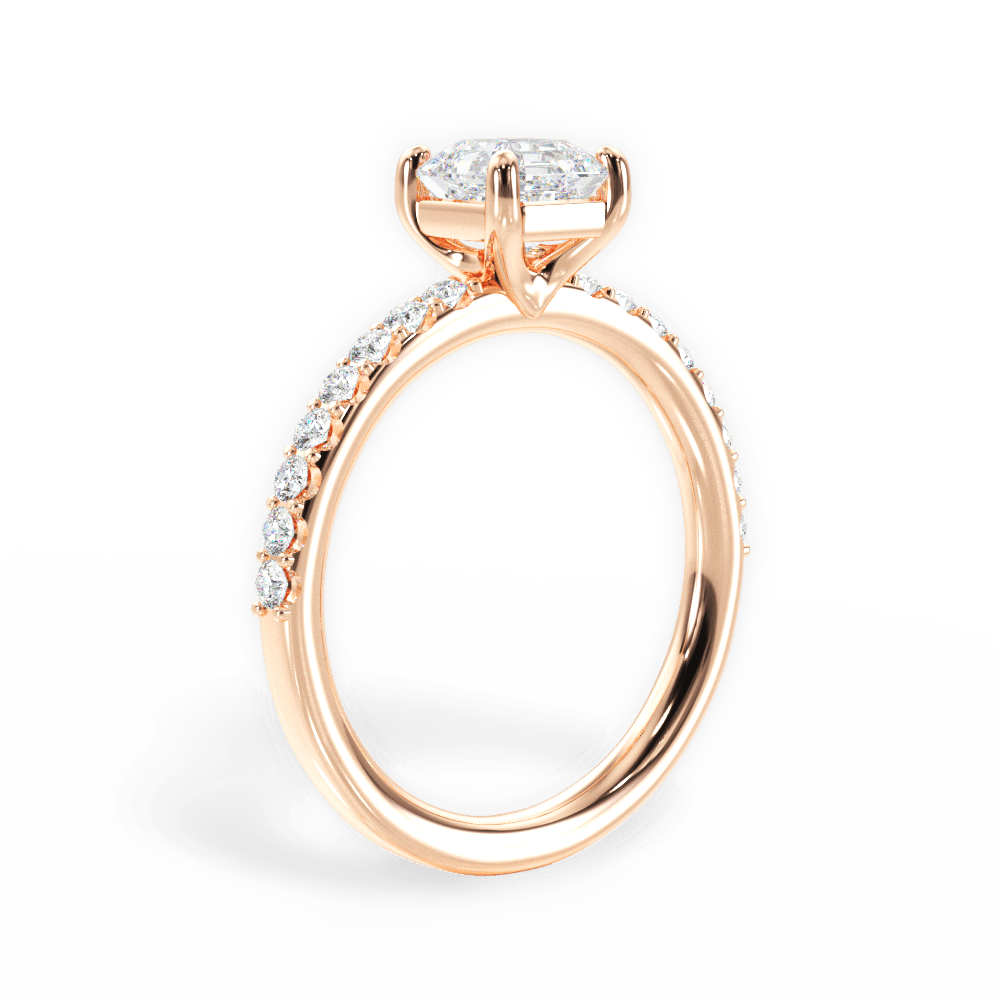 Elsie Asscher Cut Lab Grown Diamond 18Kt Rose Gold Engagement Ring - View 3