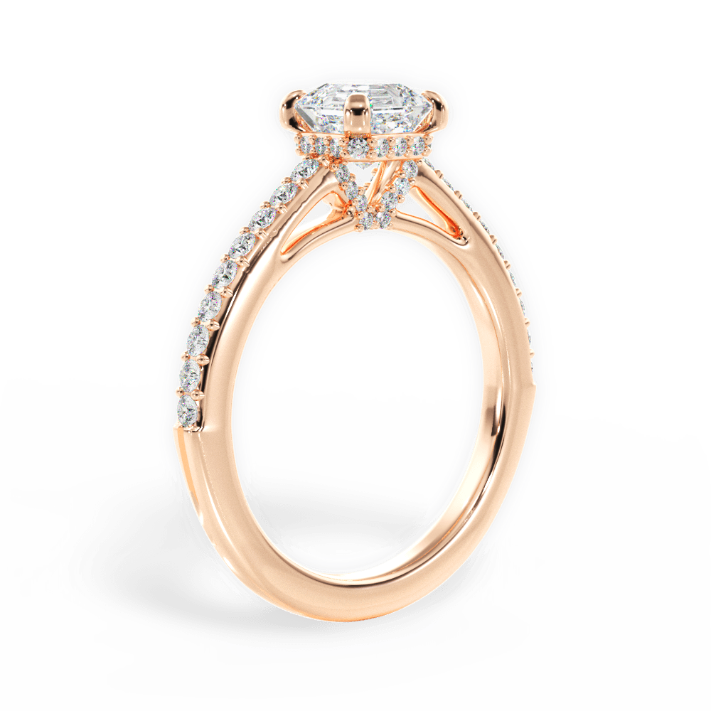 Joan Asscher Cut Lab Grown Diamond 18Kt Rose Gold Engagement Ring - View 3