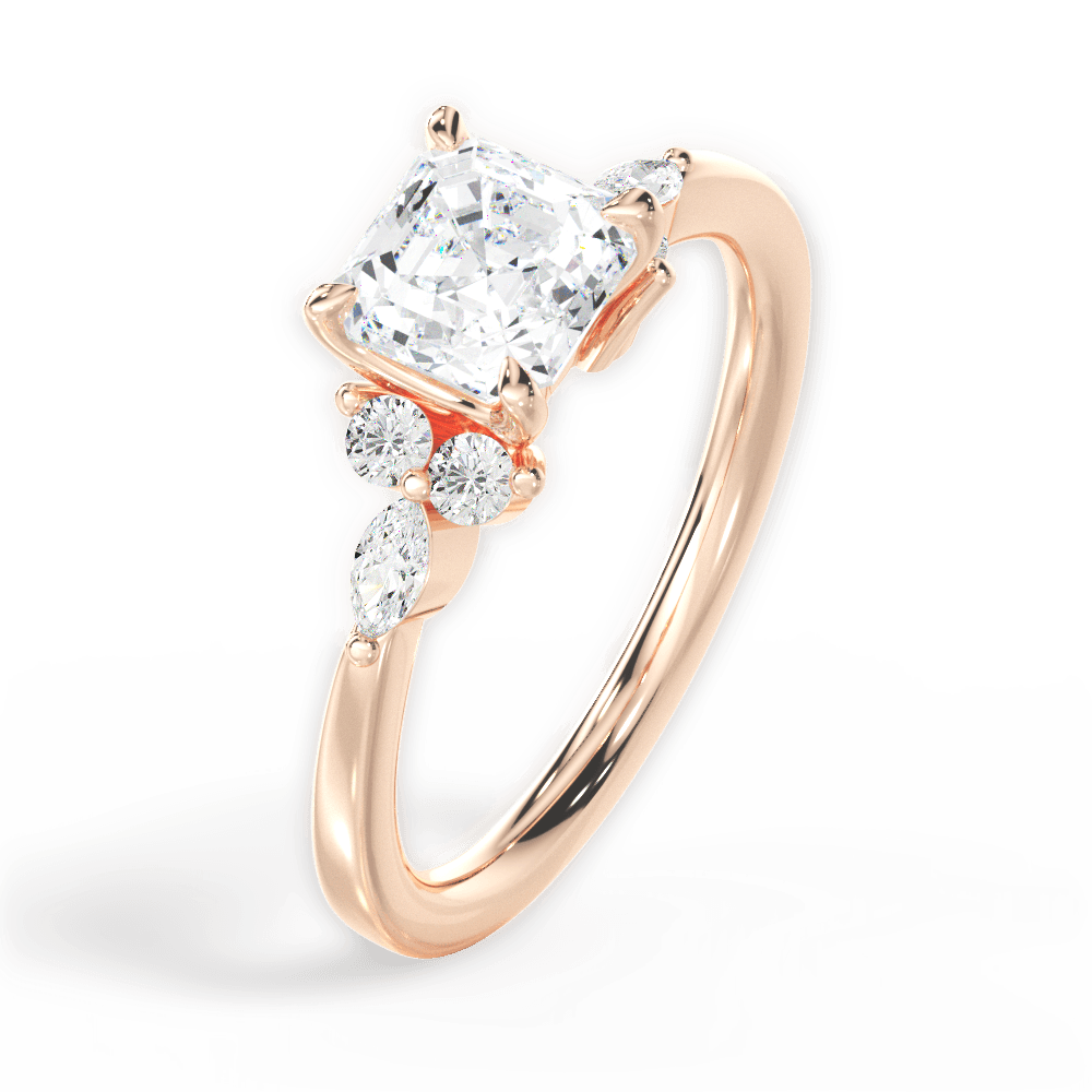Cynthia Asscher Cut Lab Grown Diamond 18Kt Rose Gold Engagement Ring - View 4