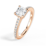 Joan Asscher Cut Lab Grown Diamond 18Kt Rose Gold Engagement Ring - View 2