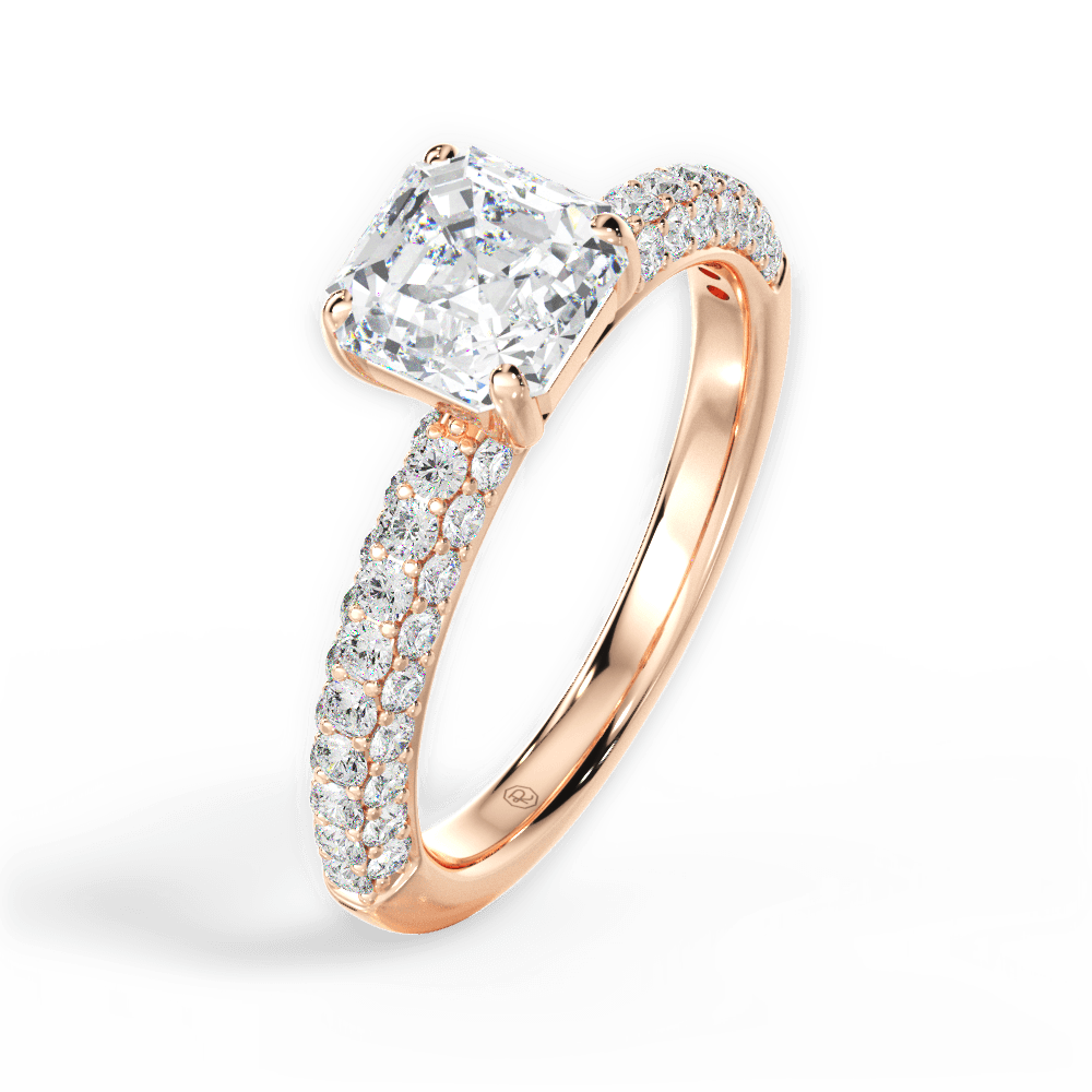 Kylie Asscher Cut Lab Grown Diamond 18Kt Rose Gold Engagement Ring - View 2
